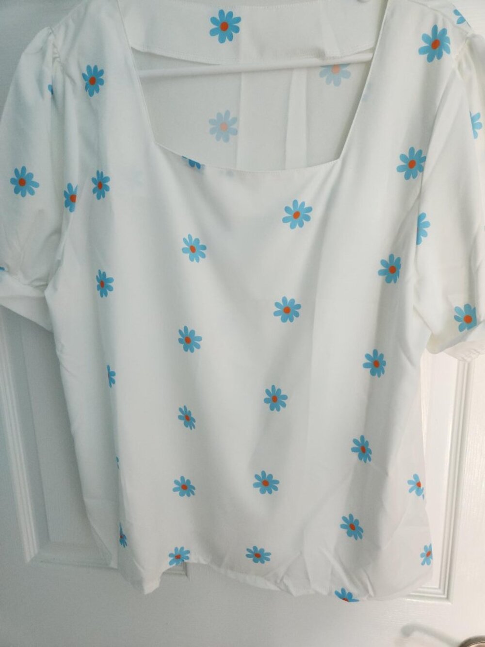 White with blue flowers Blouse